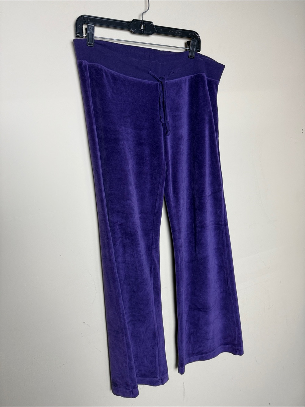 Y2K Wet Seal Deep Purple velour lounge pants wide leg drawstring stretchy